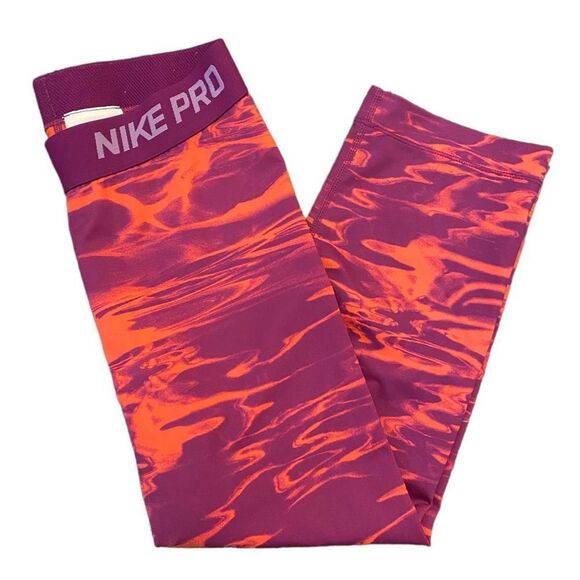 Nike womens Pro Orange Purple Swirl Capri Legging Small - Picture 3 of 8